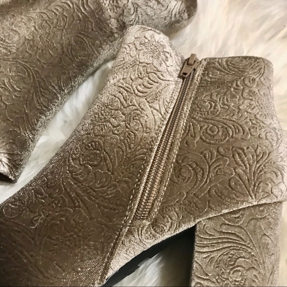 Champagne Damask BAMBOO Ankle Booties (NWB) - Picture 2 of 6